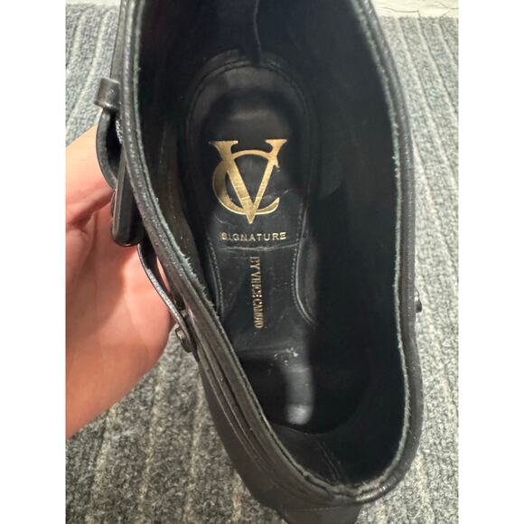 Vince Camuto Signature Nikoletta Black Leather Peep-toe Ankle Bootie Size 5 M - Picture 7 of 8